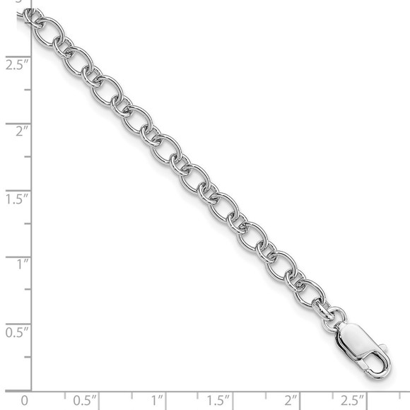 925 SS 5.25mm Oval & Round Link Lobster Clasp Charm Anklet Chain Starter, 9" - Picture 3 of 4